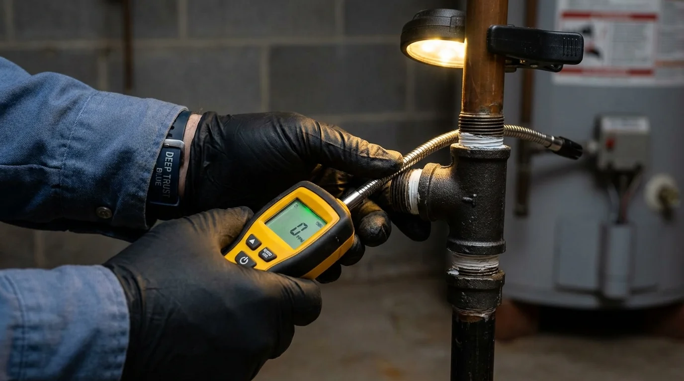 Gas leak detection with electronic sniffer by Johns Plumbing LLC in Aguadilla